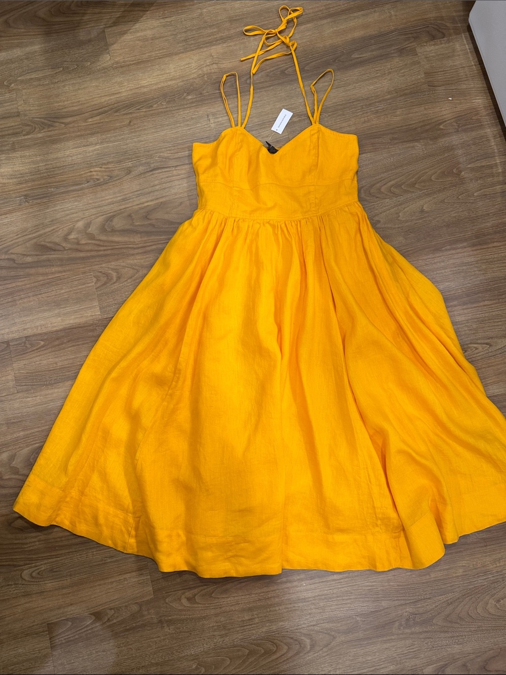 Banana Republic Bright Yellow Spaghetti-Strap Linen Sundress